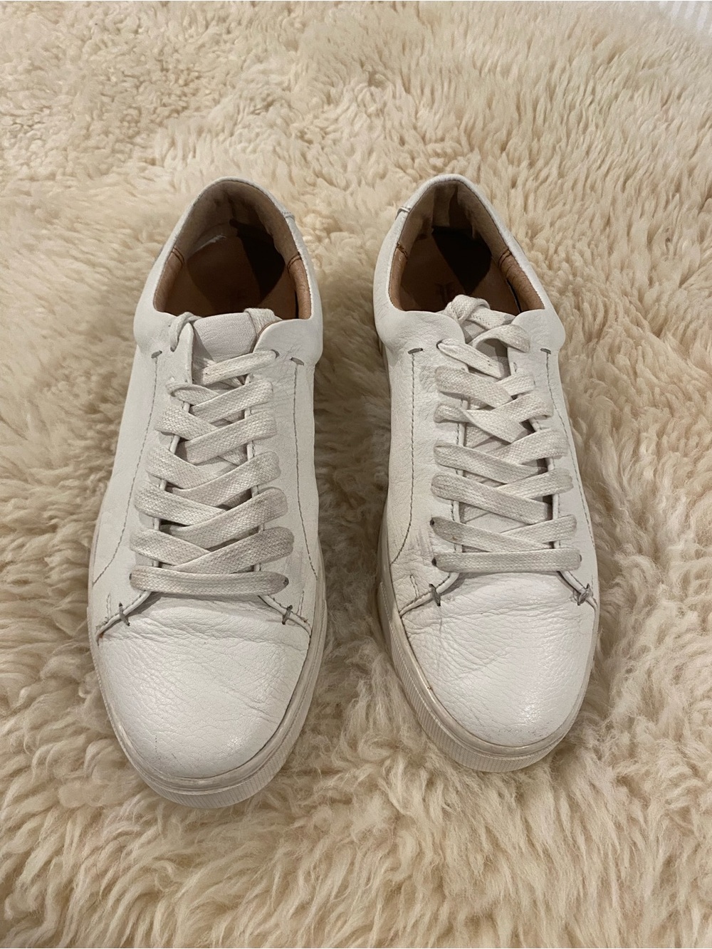 Frye Ivy Low Lace White Leather Sneakers